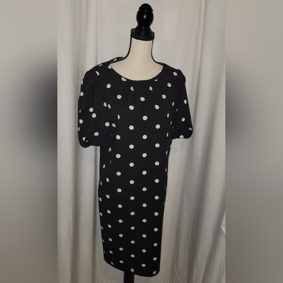 New York & Company Dresses & Skirts - New York And Company Women’s Dress Polka Dot Sheath Puffy Sleeve Stretch